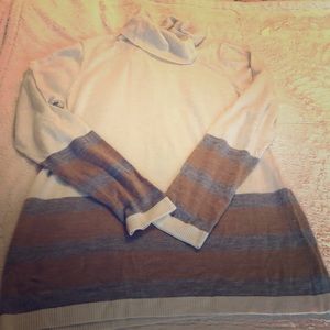 Great brown and cream turtleneck sweater.